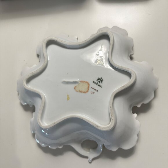 Vintage R C Monbijou Porcelain ruffled edge bowl gold trim hand painted Bavaria - Picture 3 of 6